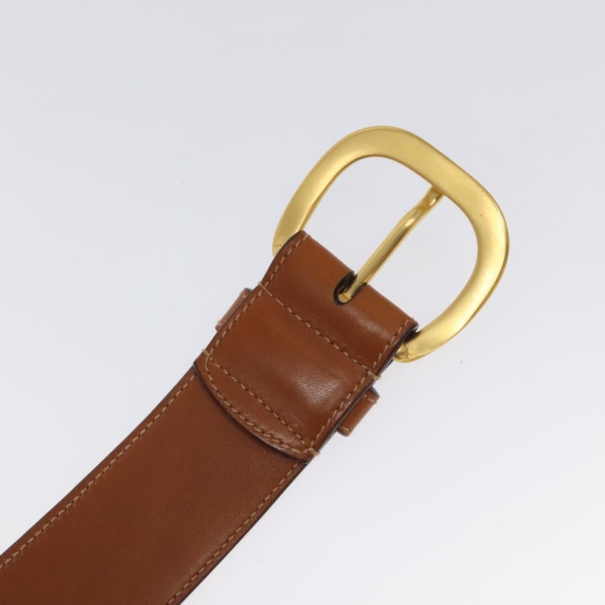 Gucci Round Buckle Belt Leather Brown Leather Belts Accessory (Pre-Owned)