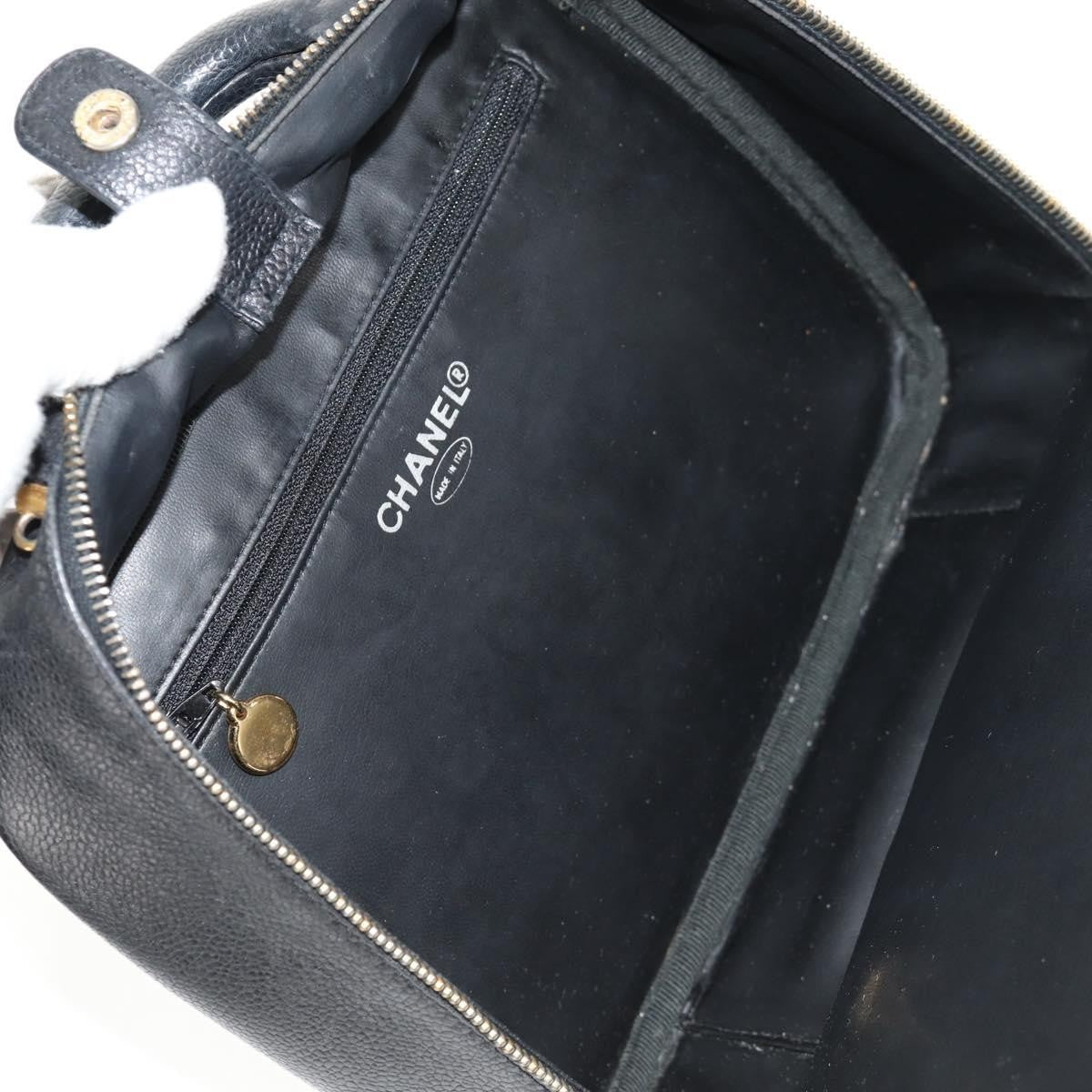 Chanel Vintage Timeless Zip Around Vanity Case Caviar Black Leather Clutche & Pouche Bag (Pre-Owned)