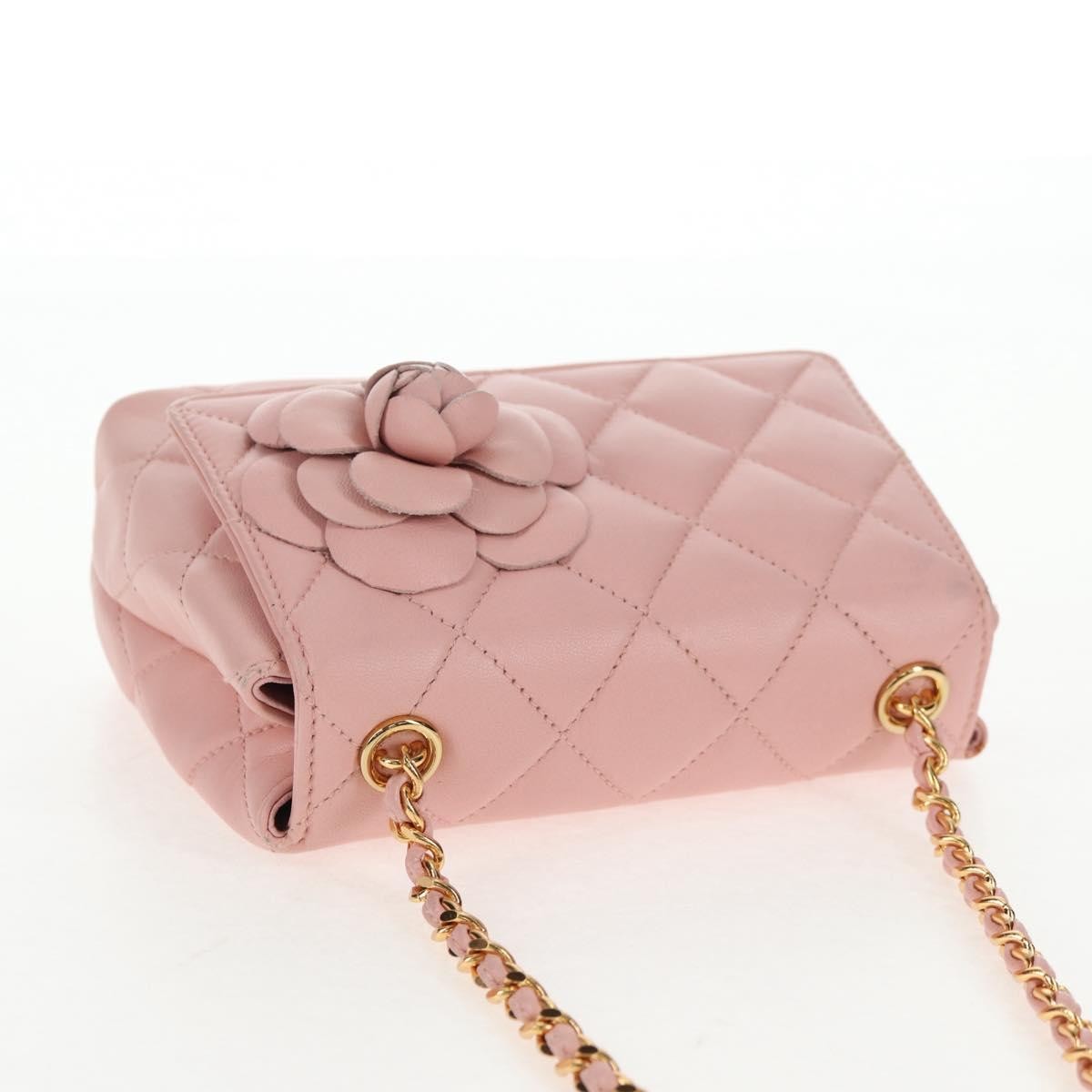 Chanel Vintage Camellia Flap Bag Quilted Lambskin Pink Leather Bag (Pre-Owned)