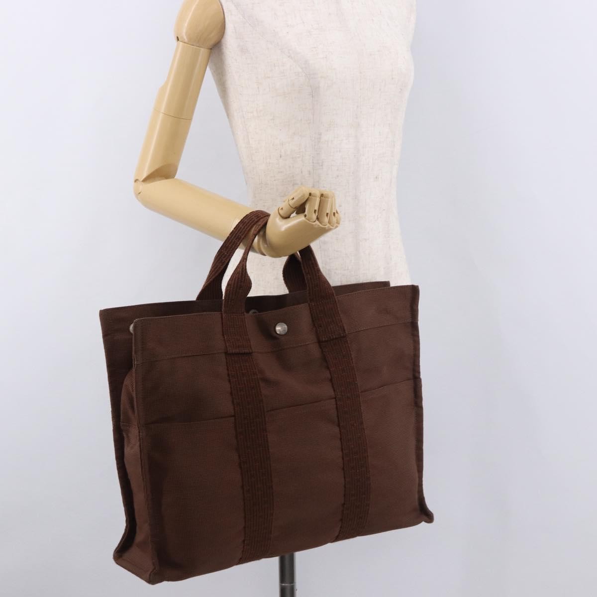 Hermes Fourre Tout Tote Canvas Brown Canvas Tote Bag Bag (Pre-Owned)