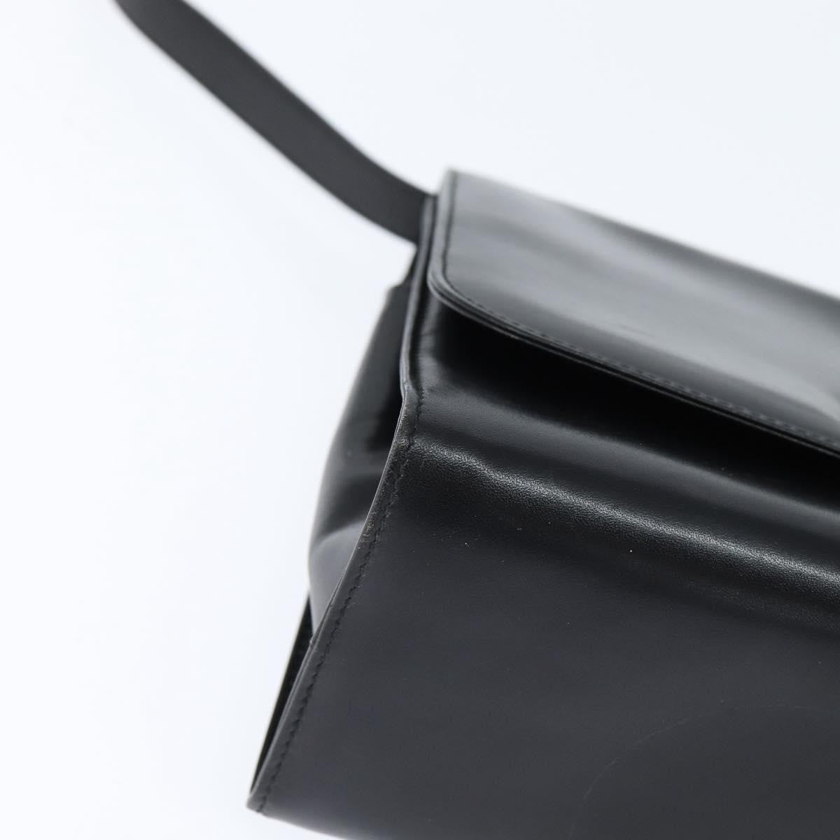 Salvatore Ferragamo Gancini Flap Shoulder Bag Leather Black Leather Shoulder Bag Bag (Pre-Owned)