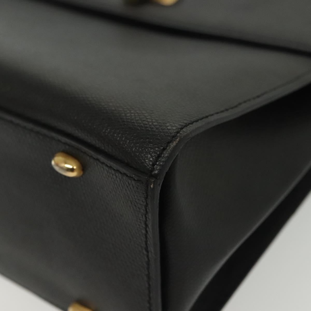 Celine Vintage Convertible Turnlock Top Handle Bag Leather Black Leather Bag (Pre-Owned)