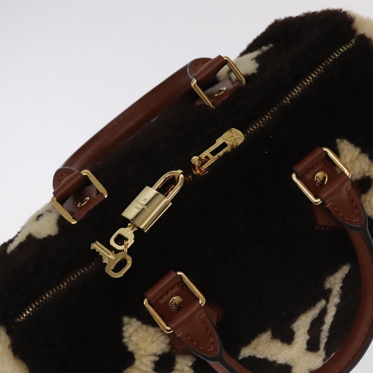 Louis Vuitton Speedy Bandouliere Bag Monogram Giant Teddy Fleece Brown Fur Shoulder Bag Bag (Pre-Owned)