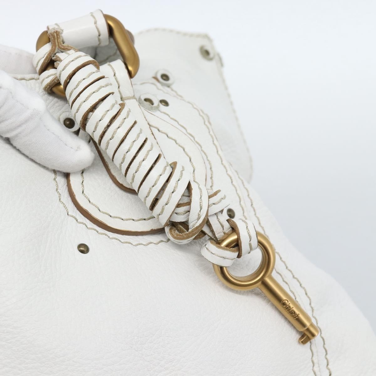 Chloe Paddington Lock Tote Leather White_Gold Leather Tote Bag Bag (Pre-Owned)