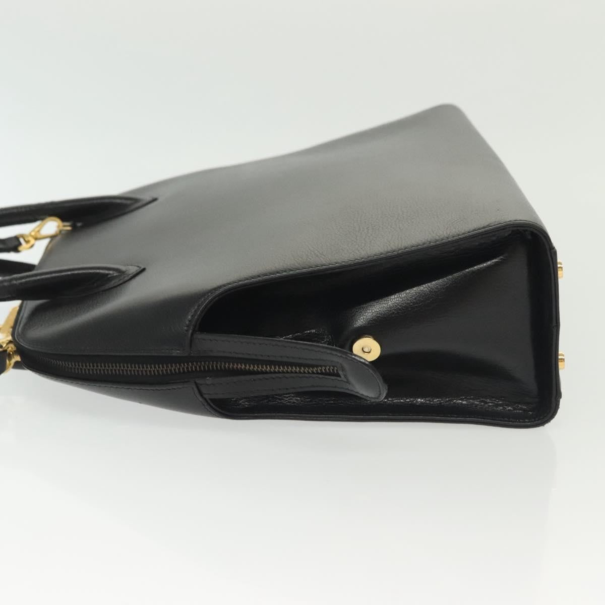 Salvatore Ferragamo Convertible Dome Gancini Leather Black Leather Handbag (Pre-Owned)