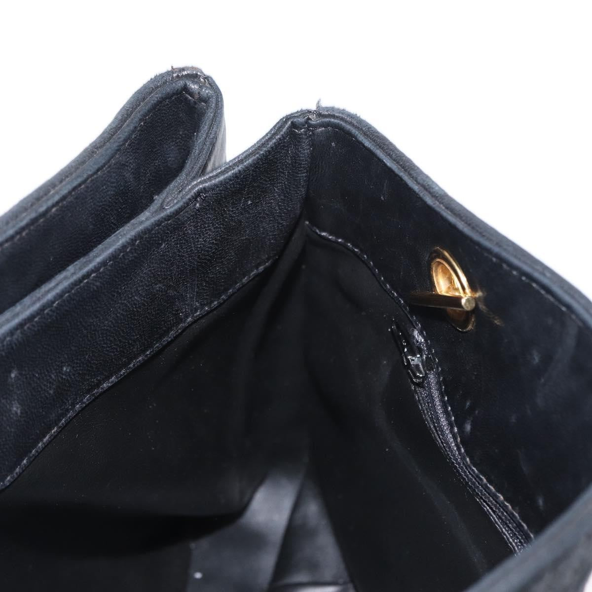 Bally Vintage Chain Shoulder Bag Quilted Leather Black Leather Shoulder Bag Bag (Pre-Owned)