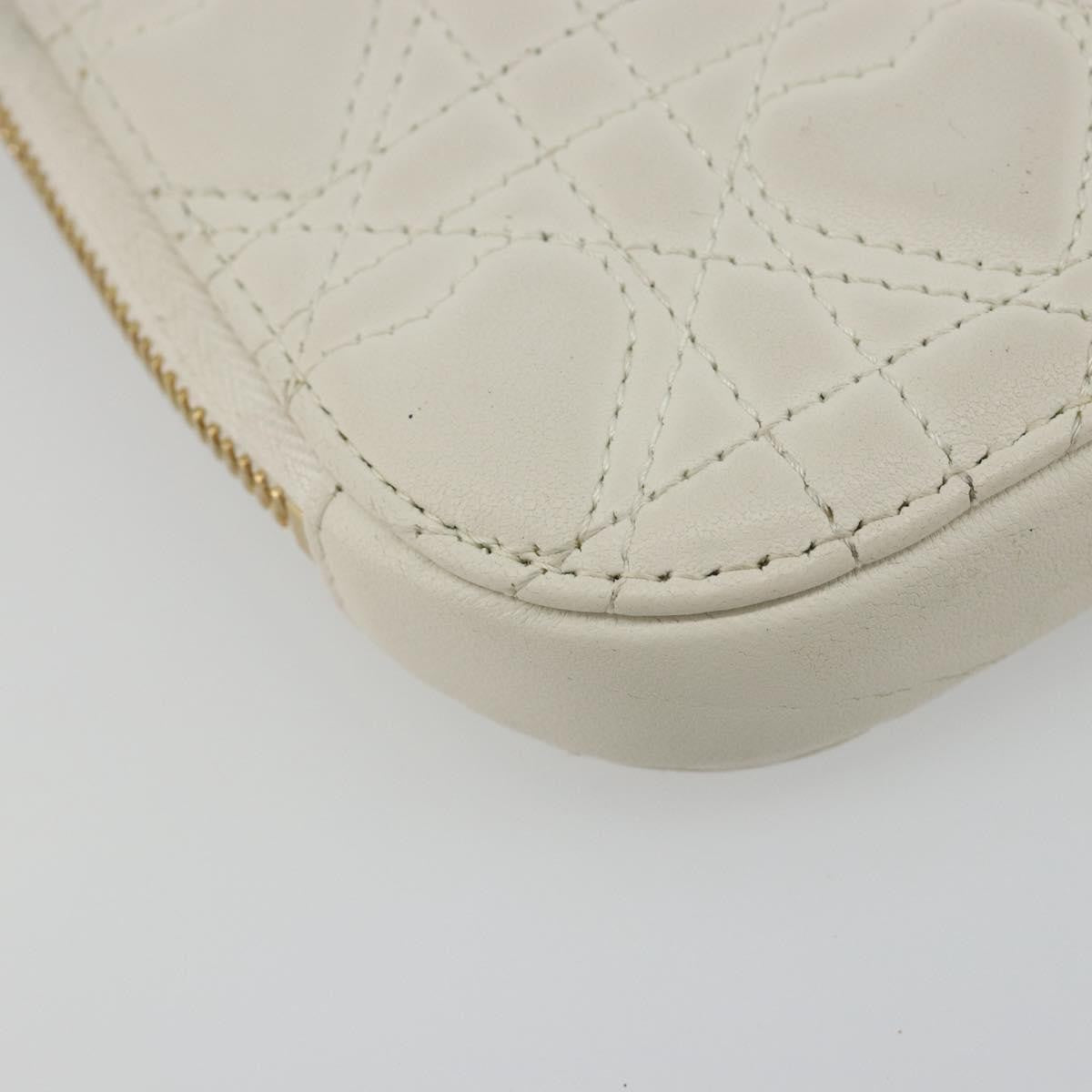 Christian Dior Lady Dior Phone Holder On Chain Cannage Quilt Lambskin White Leather Shoulder Bag Bag (Pre-Owned)