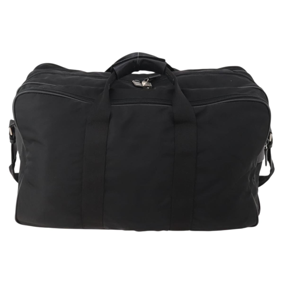 Prada Vintage Boston Bag Nylon Black Nylon Travel Bag Bag (Pre-Owned)