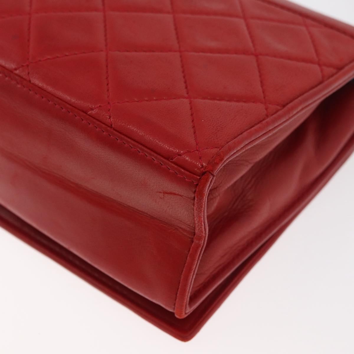 Chanel Vintage Cc Chain Full Flap Bag Quilted Leather Red Leather Shoulder Bag Bag (Pre-Owned)
