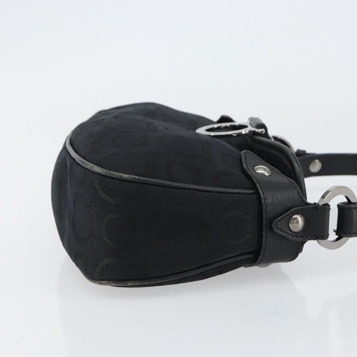 Salvatore Ferragamo Gancini Shoulder Bag Canvas Black Canvas Shoulder Bag Bag (Pre-Owned)