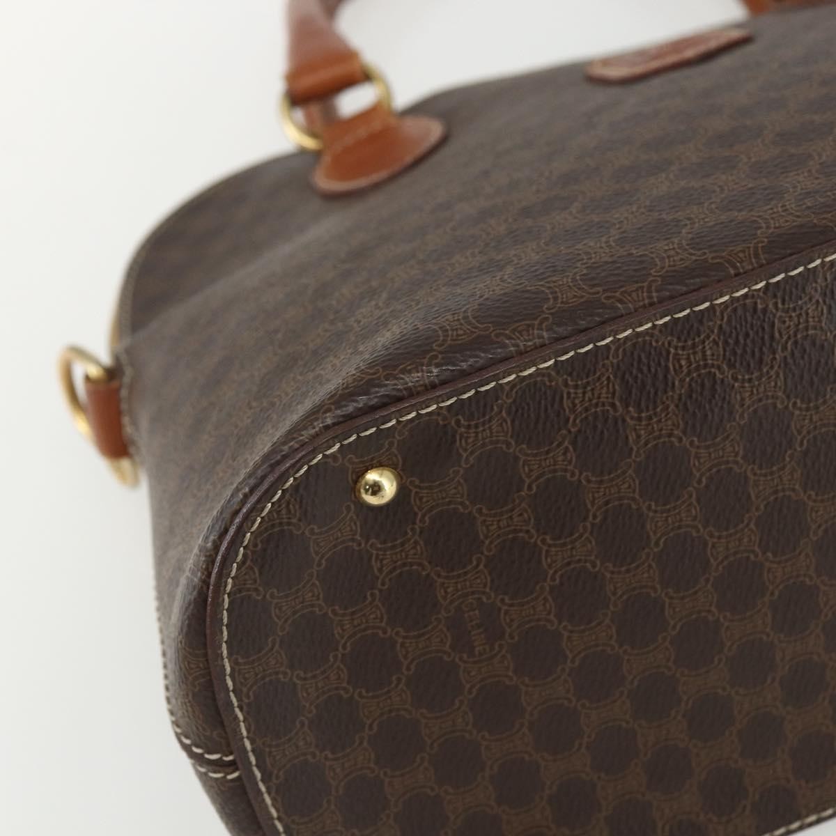 Celine Vintage Macadam Handbag Canvas And Leather Brown Canvas Handbag (Pre-Owned)