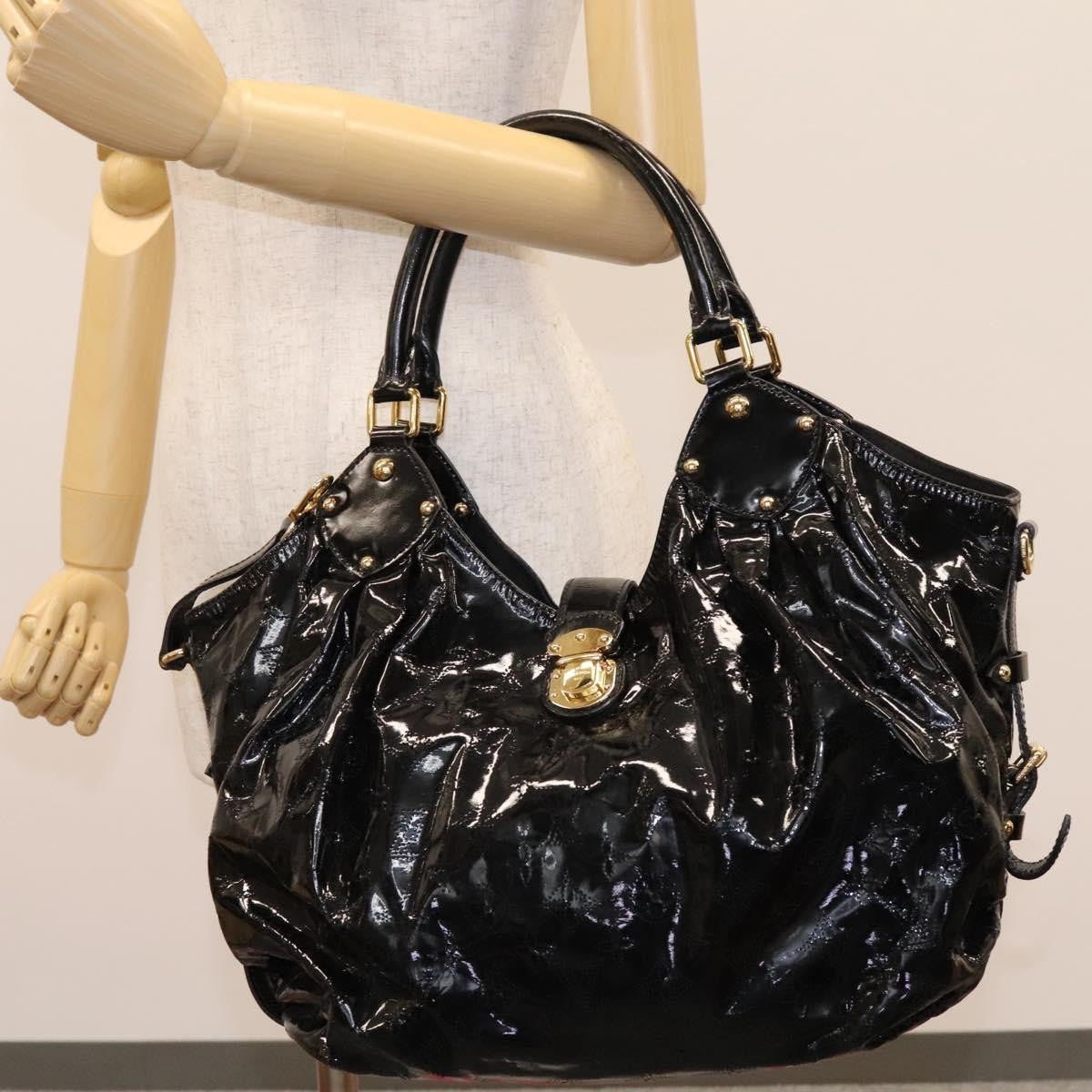 Louis Vuitton L Hobo Surya Leather Black Patent_Leather Handbag (Pre-Owned)