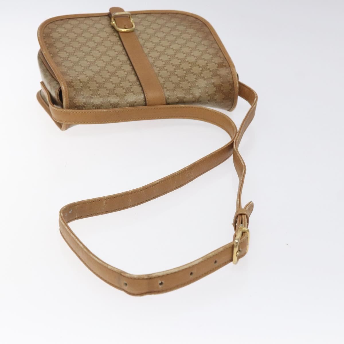 Celine Vintage Macadam Shoulder Bag Canvas And Leather Beige Canvas Shoulder Bag Bag (Pre-Owned)