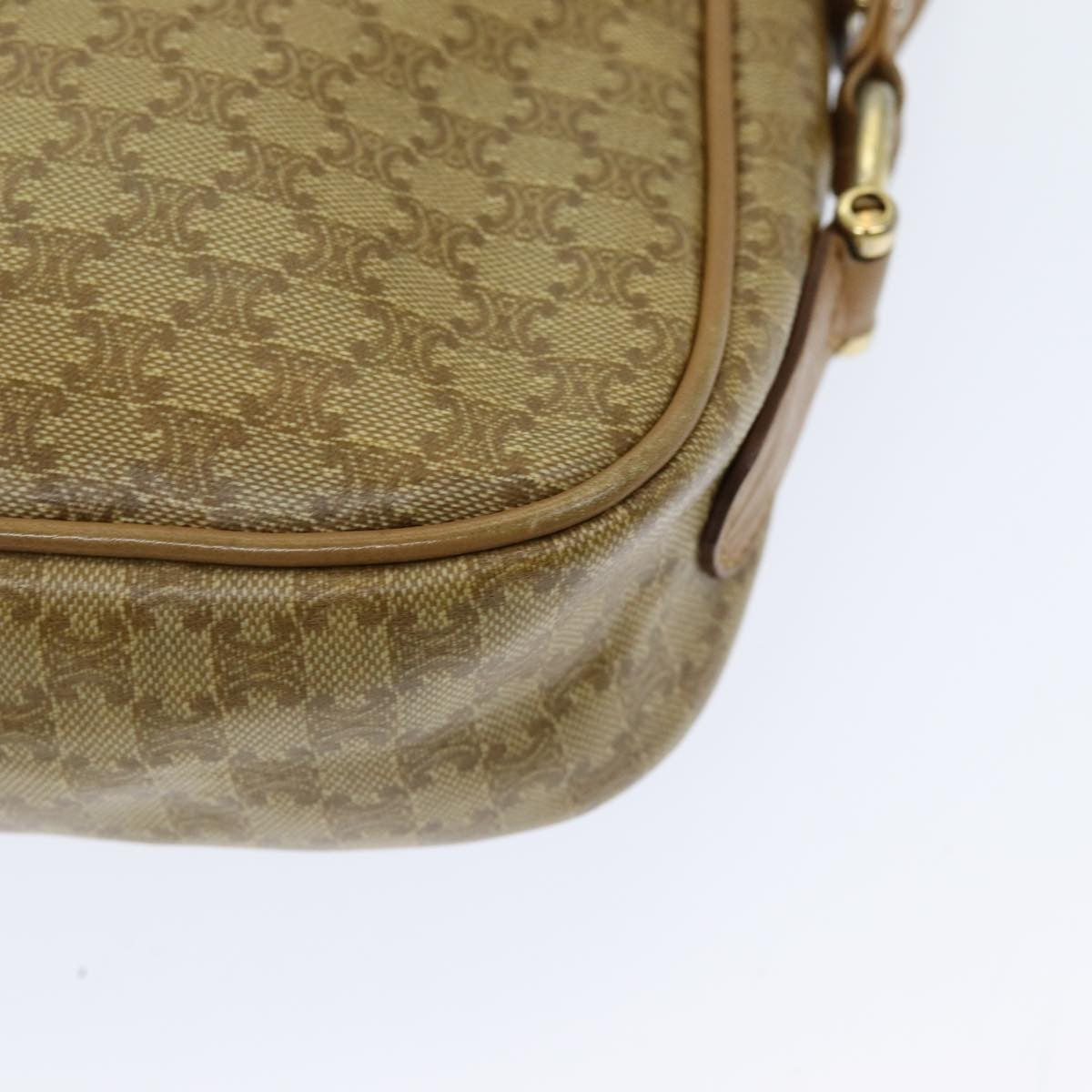 Celine Vintage Macadam Shoulder Bag Canvas And Leather Beige Canvas Shoulder Bag Bag (Pre-Owned)