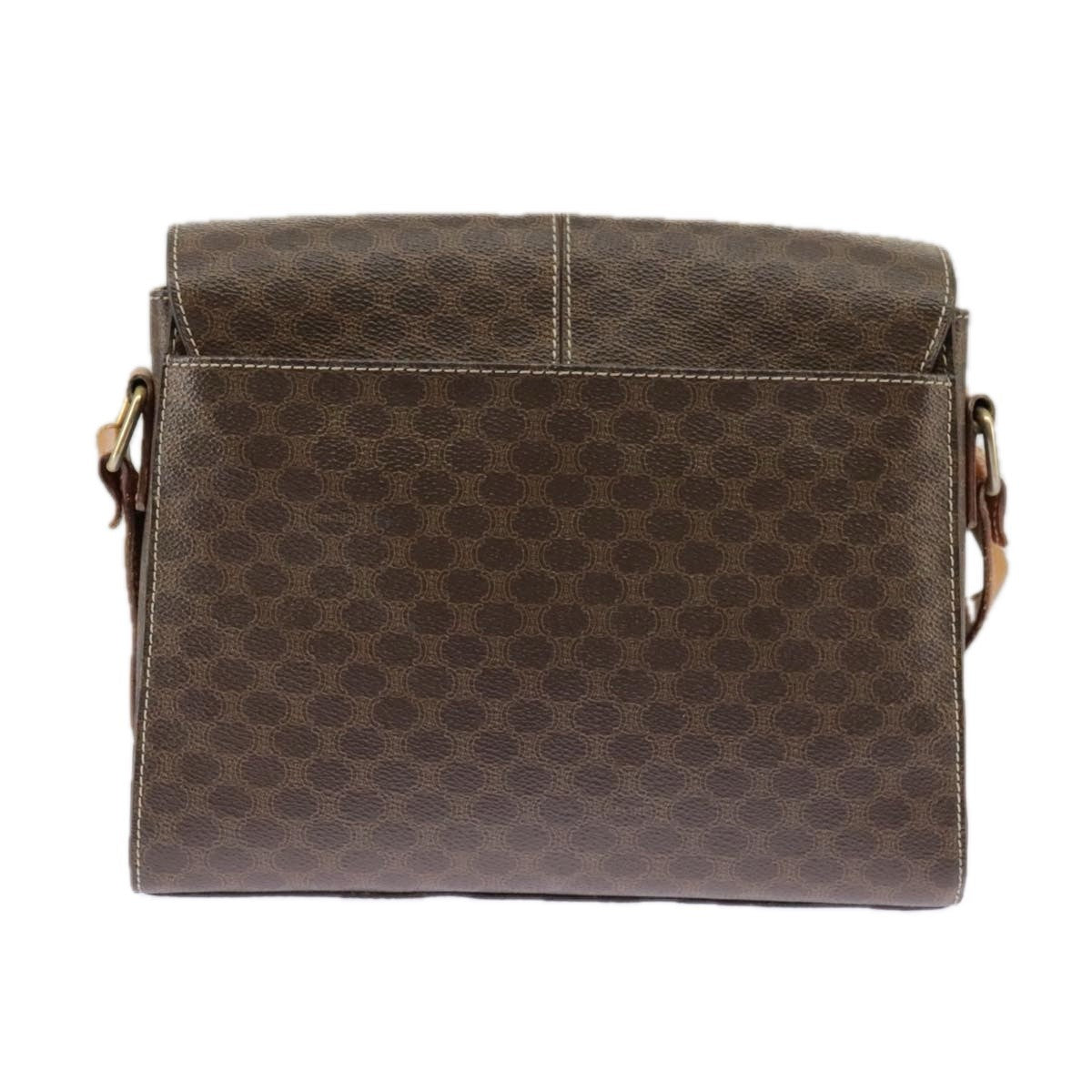 Celine Vintage Macadam Circle Logo Shoulder Bag Canvas And Leather Brown Canvas Shoulder Bag Bag (Pre-Owned)