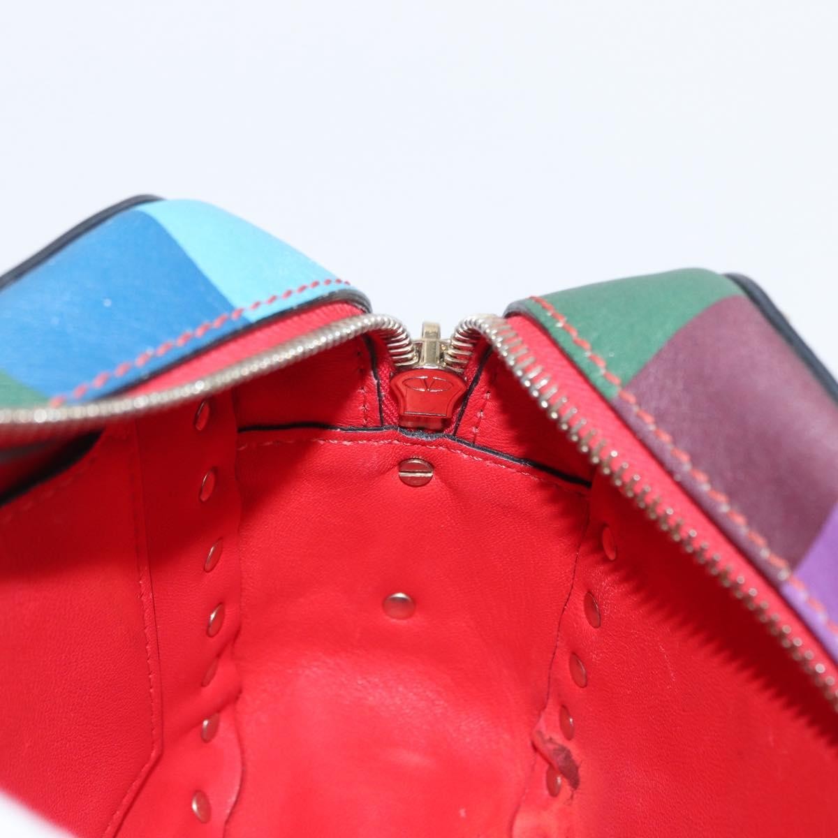 Valentino Garavani Rockstud 1973 Camera Crossbody Bag Striped Leather Gold Leather Shoulder Bag Bag (Pre-Owned)
