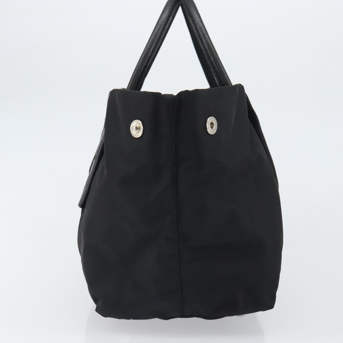 Prada Bow Tote Tessuto With Leather Black Nylon Tote Bag Bag (Pre-Owned)