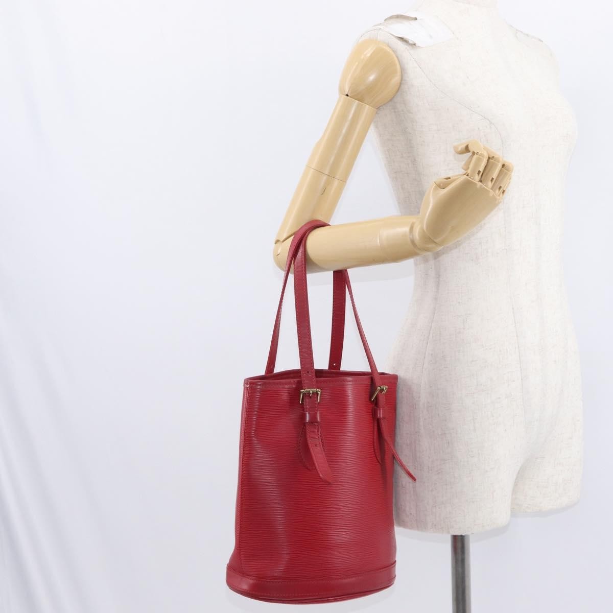 Louis Vuitton Bucket Bag Epi Leather Red Leather Shoulder Bag Bag (Pre-Owned)