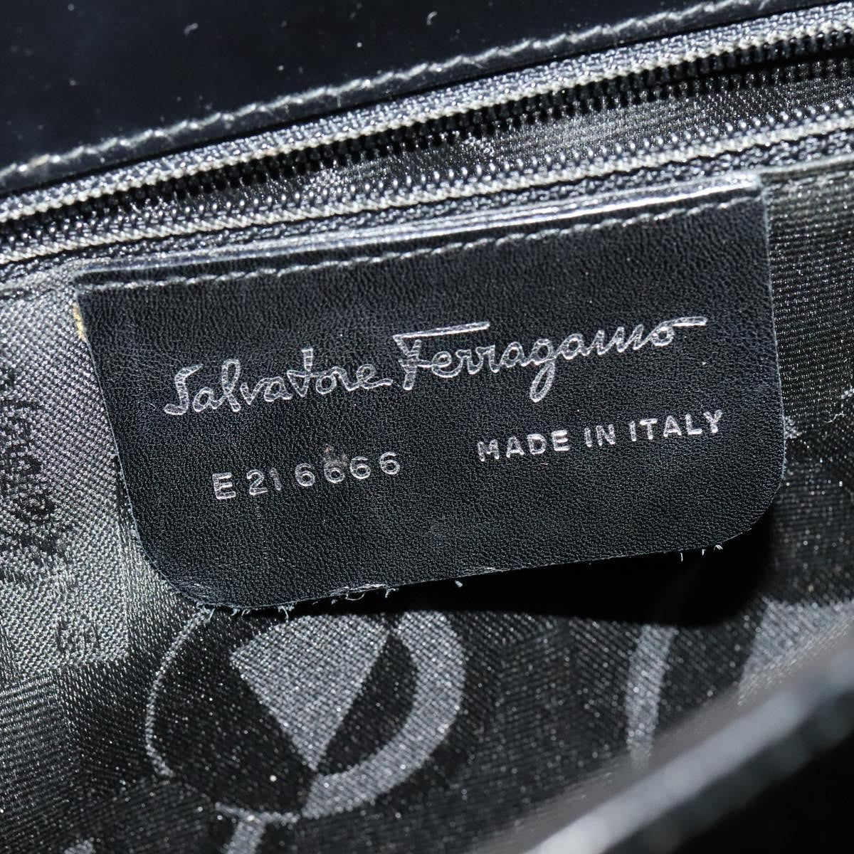 Salvatore Ferragamo Gancini Handbag Patent Leather Black Patent_Leather Handbag (Pre-Owned)