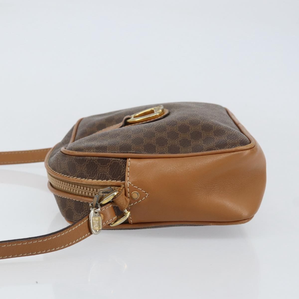 Celine Vintage Macadam Shoulder Bag Canvas And Leather Brown Canvas Shoulder Bag Bag (Pre-Owned)