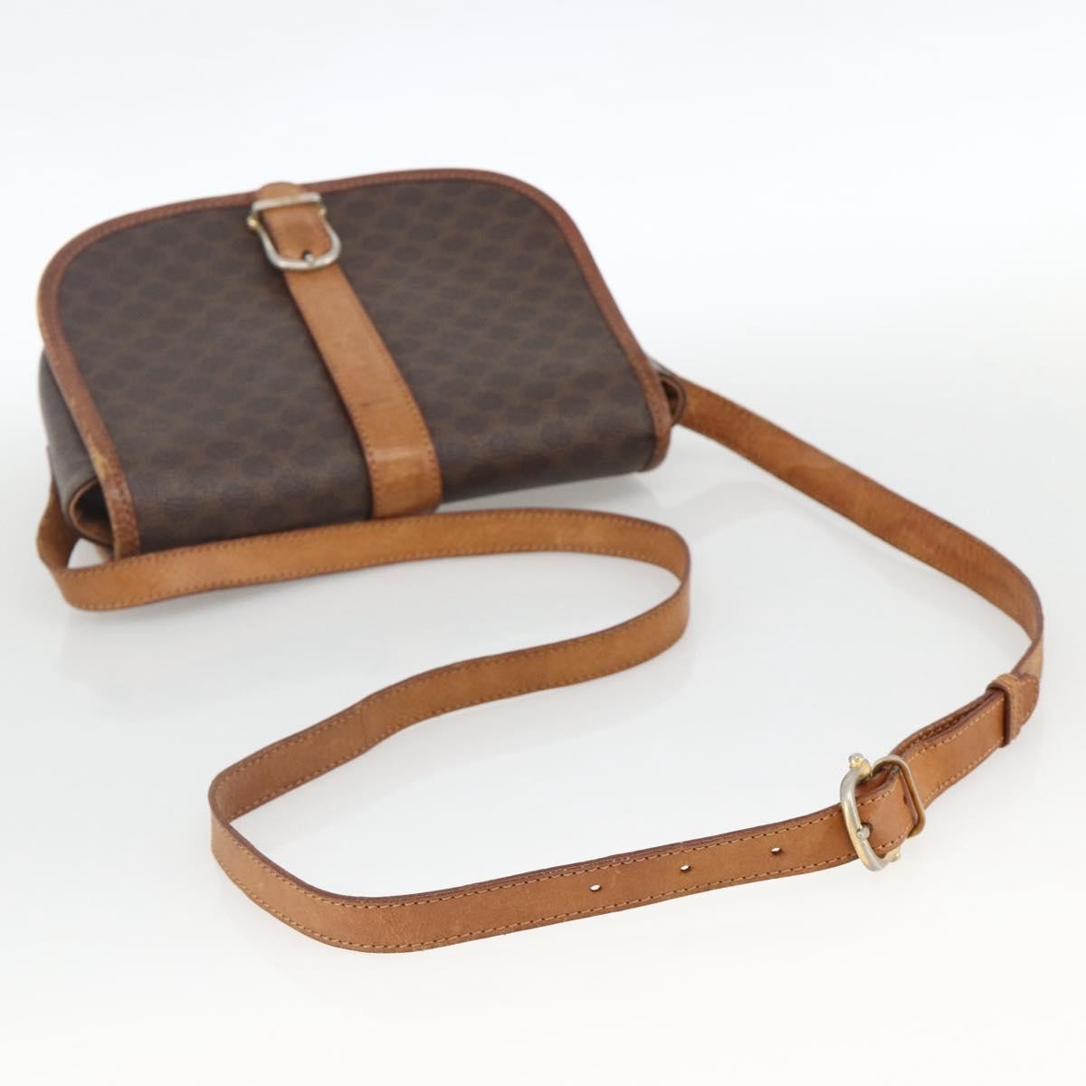 Celine Vintage Macadam Shoulder Bag Canvas And Leather Brown Canvas Shoulder Bag Bag (Pre-Owned)