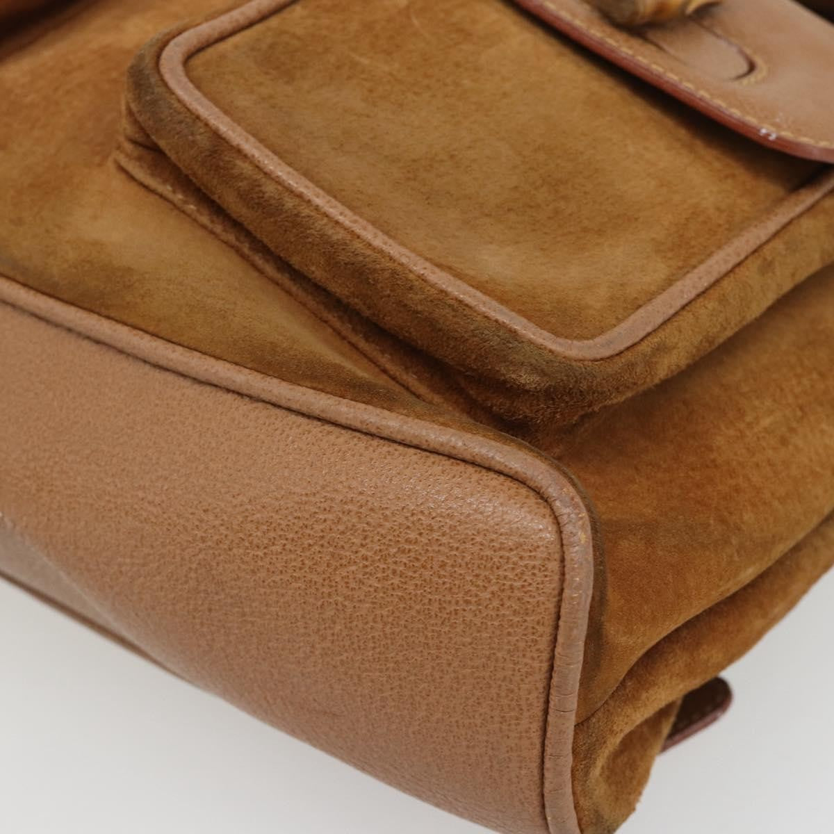 Gucci Vintage Bamboo Backpack Suede Brown Suede Backpack Bag (Pre-Owned)