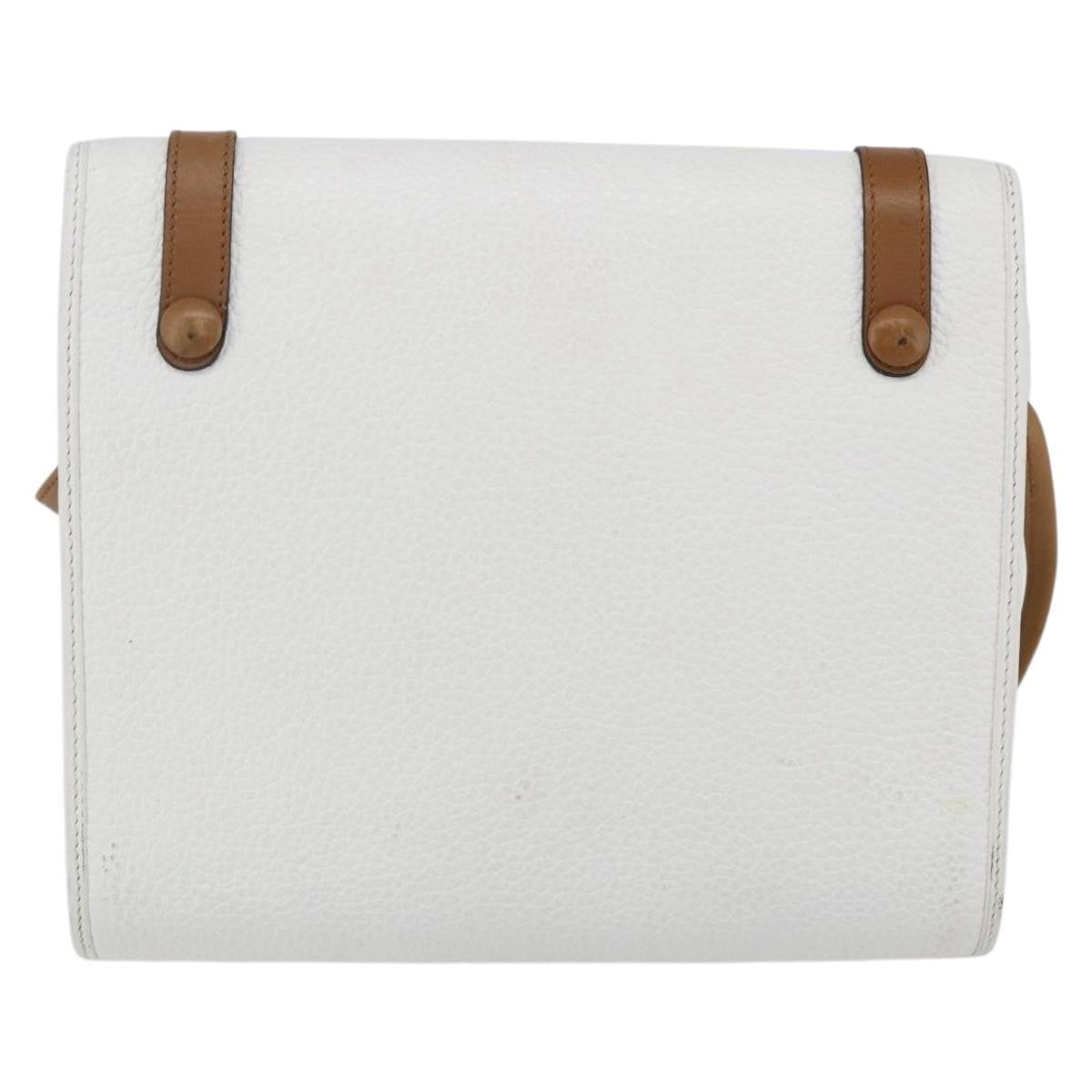Christian Dior Vintage Cd Logo Shoulder Bag Leather White Leather Shoulder Bag Bag (Pre-Owned)