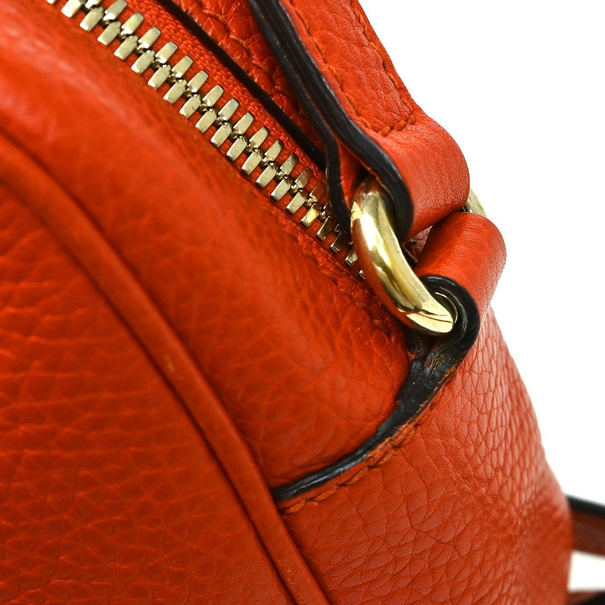 Gucci Soho Chain Crossbody Bag Leather Orange Leather Shoulder Bag Bag (Pre-Owned)