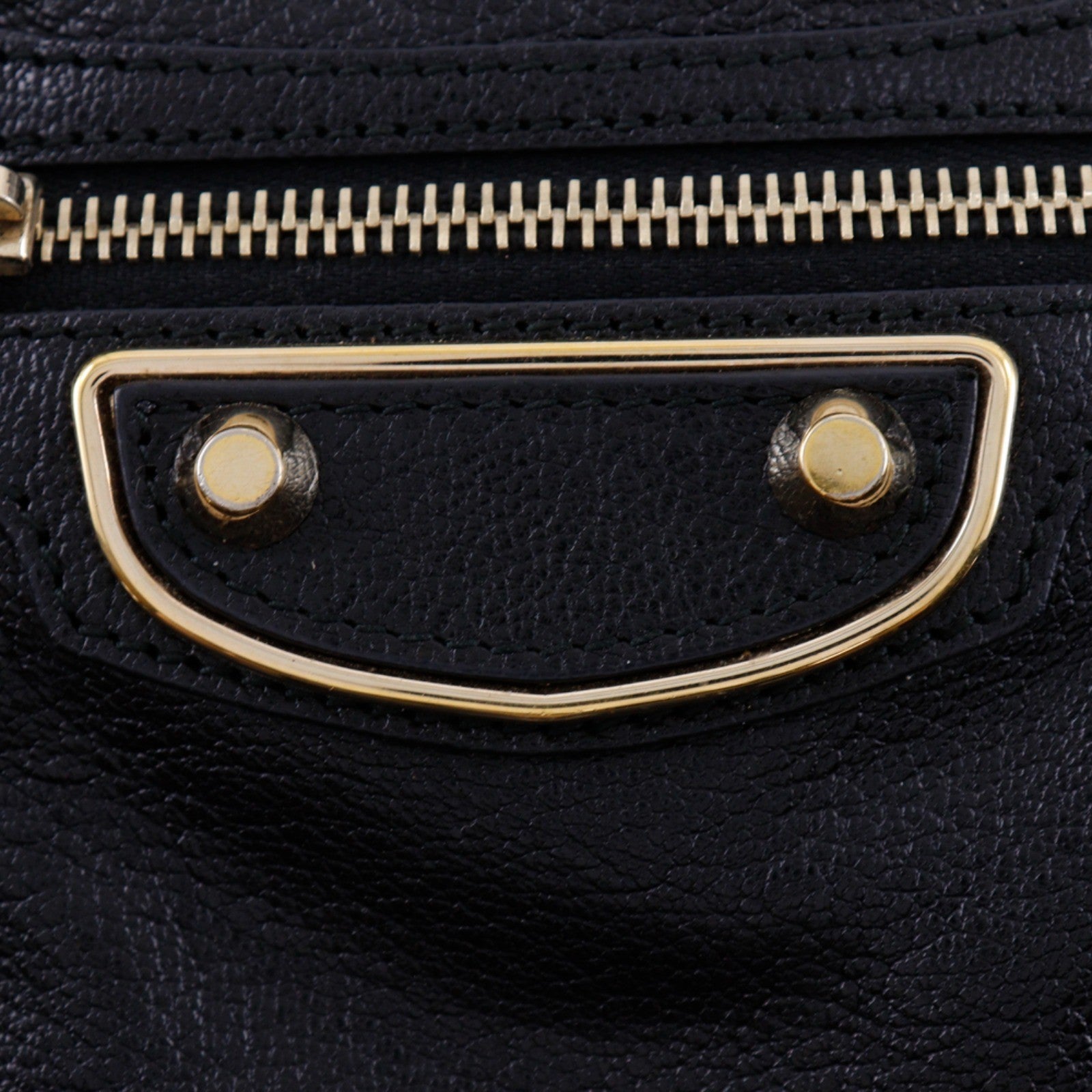 Balenciaga City Classic Metallic Edge Bag Leather Black Leather Handbag (Pre-Owned)