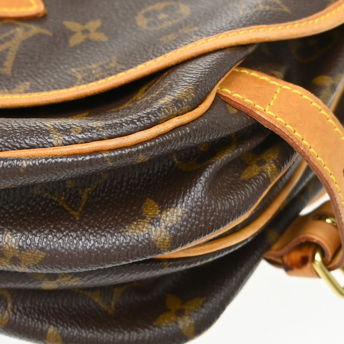 Louis Vuitton Saumur Handbag Monogram Canvas Brown Canvas Shoulder Bag Bag (Pre-Owned)