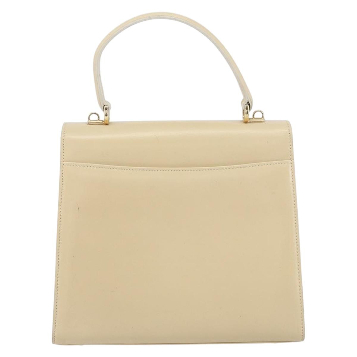 Gucci Vintage Lady Lock Top Handle Bag Leather Beige Leather Handbag (Pre-Owned)