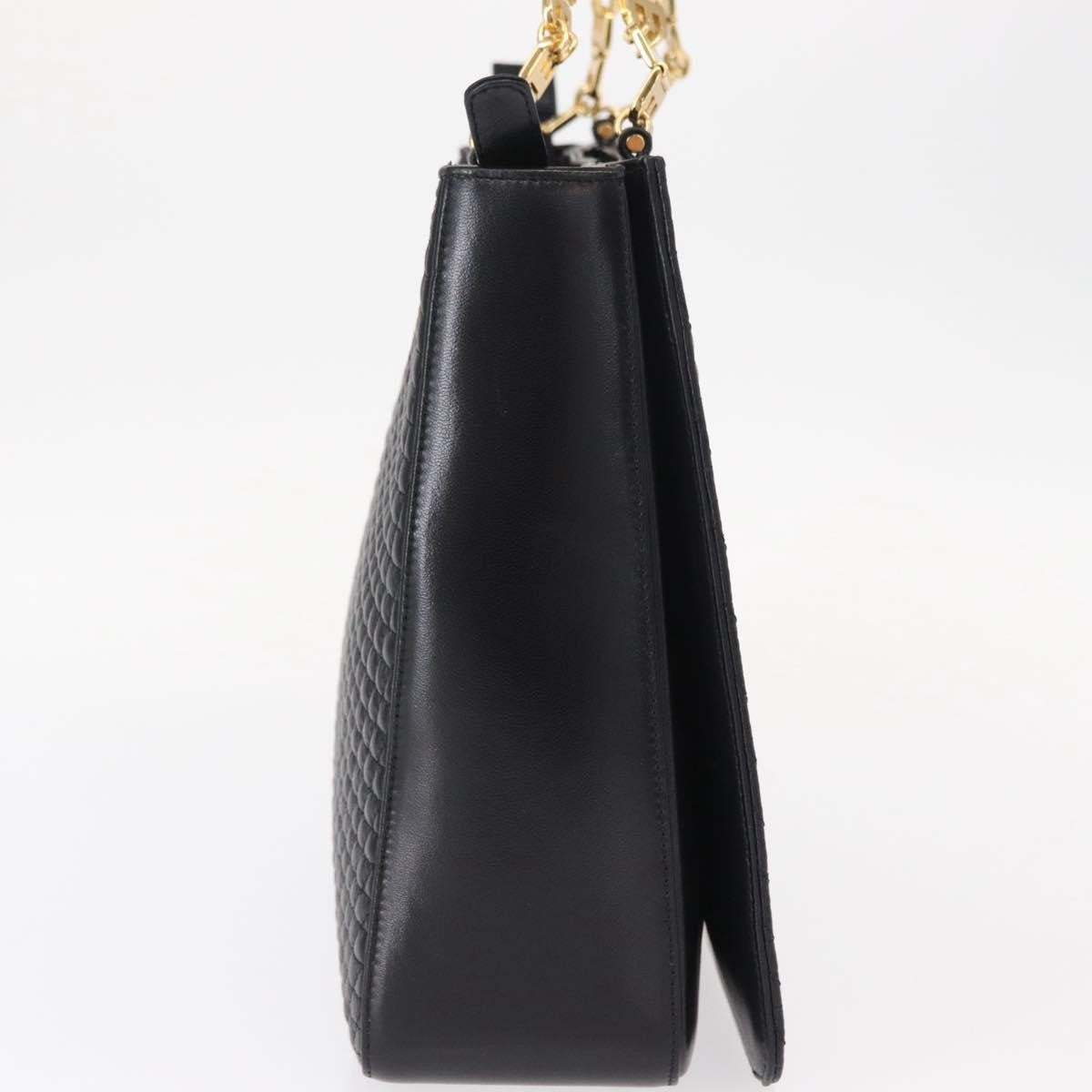 Bally Vintage Shoulder Bag Quilted Leather Black Leather Shoulder Bag Bag (Pre-Owned)
