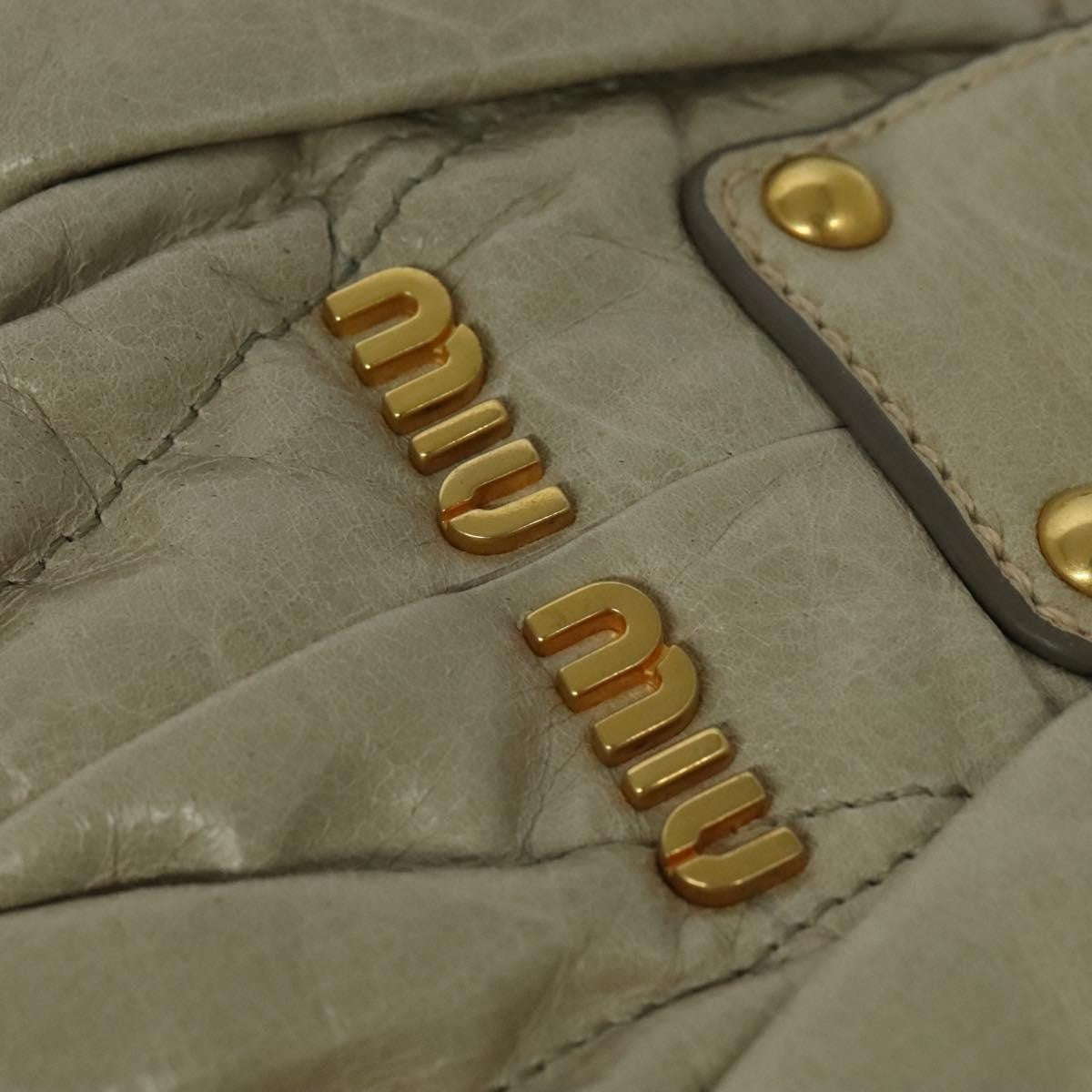 Miu Miu Coffer Convertible Satchel Leather Beige Leather Handbag (Pre-Owned)