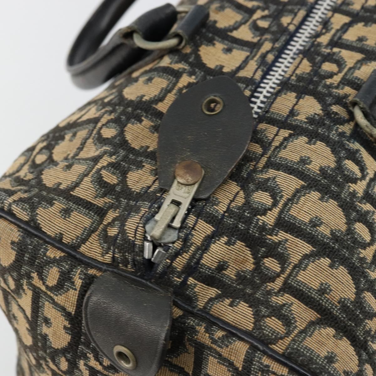 Christian Dior Vintage Trotter Handbag Canvas Navy Canvas Handbag (Pre-Owned)