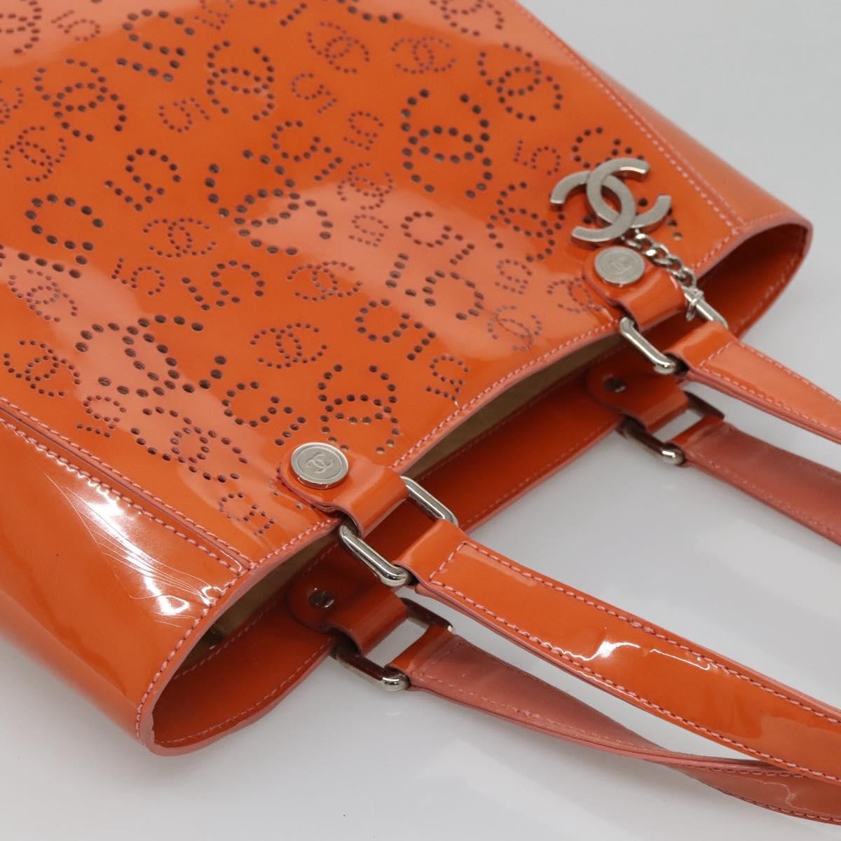 Chanel Cc No.5 Shopping Tote Perforated Patent Orange Patent_Leather Tote Bag Bag (Pre-Owned)