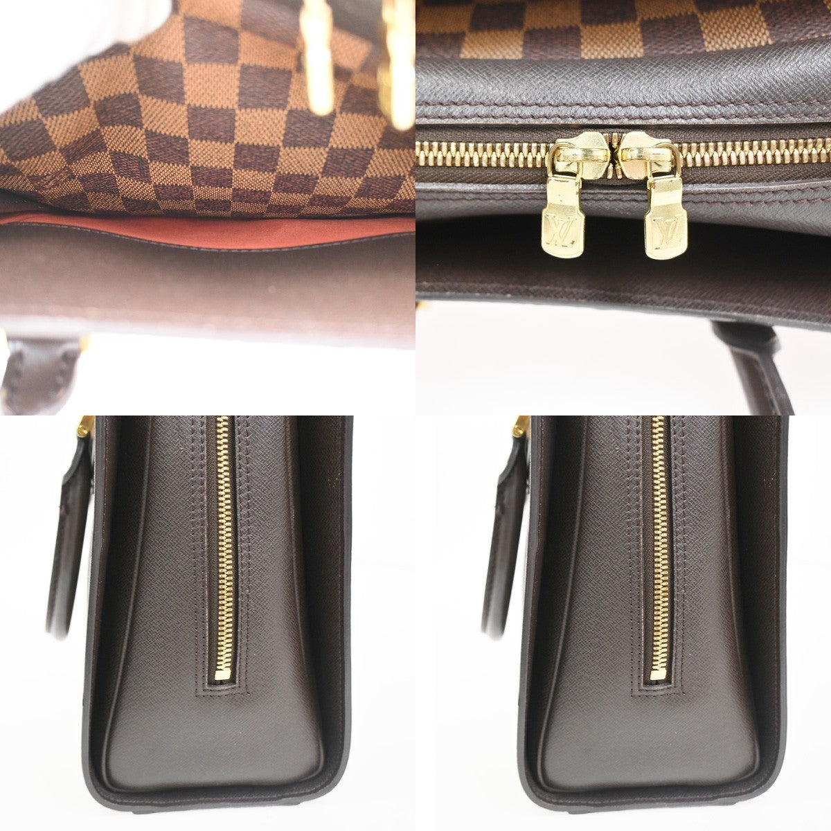 Louis Vuitton Triana Bag Damier Brown Leather Handbag (Pre-Owned)