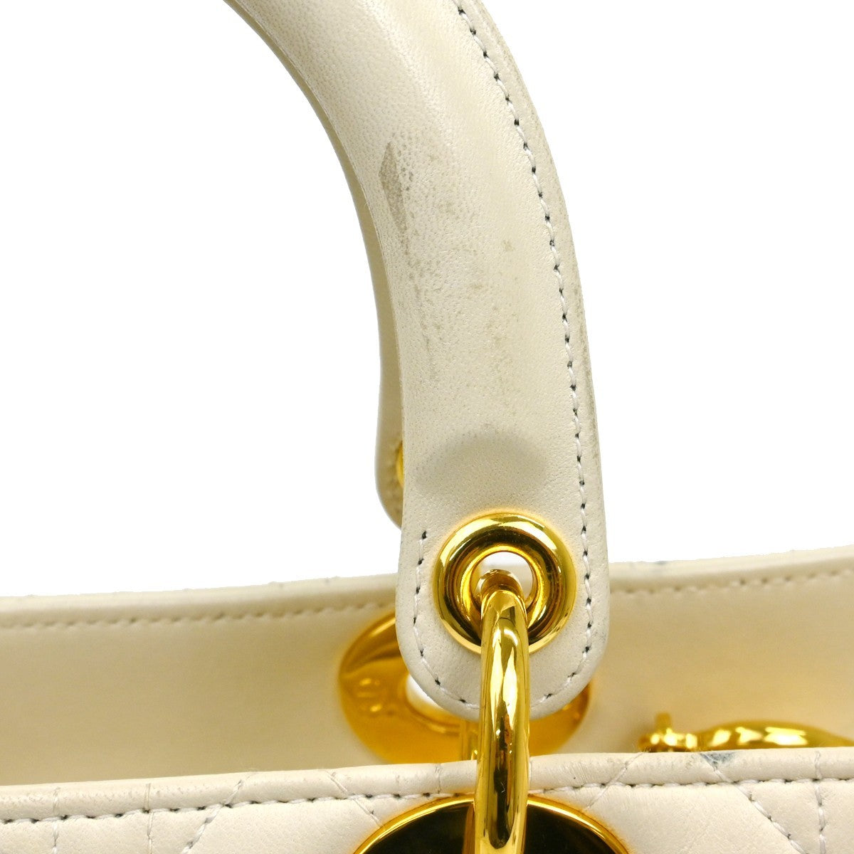 Christian Dior Lady Dior Bag Leather Neutral Leather Handbag (Pre-Owned)