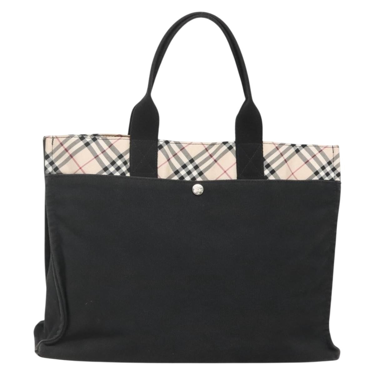 Burberry Nova Check Tote Canvas Check Pattern Black Canvas Tote Bag Bag (Pre-Owned)