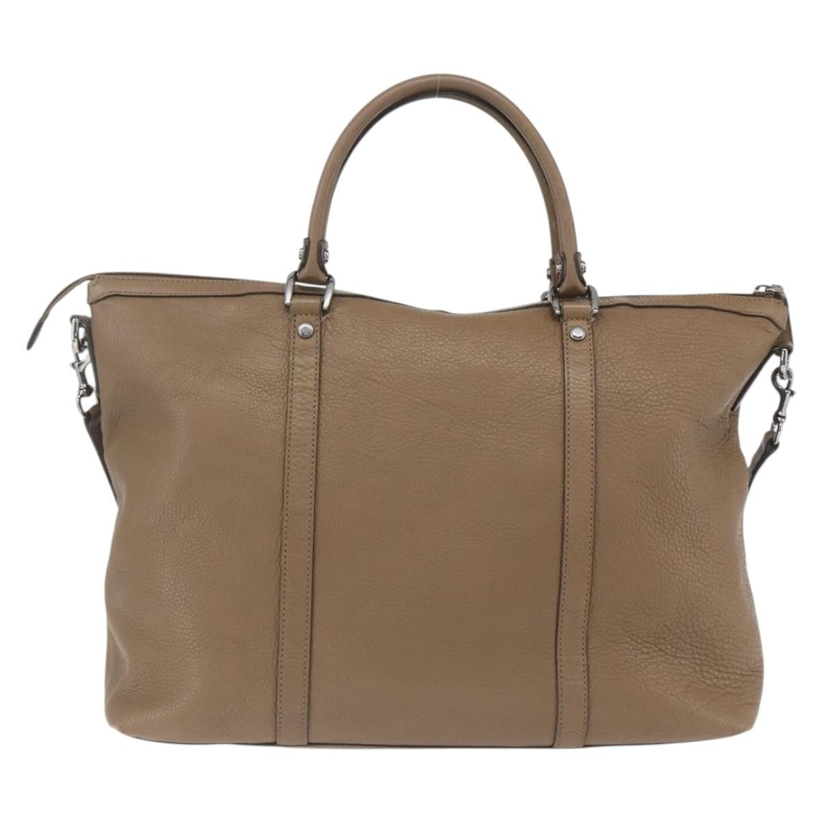 Gucci Vintage Tote Leather Brown Leather Tote Bag Bag (Pre-Owned)