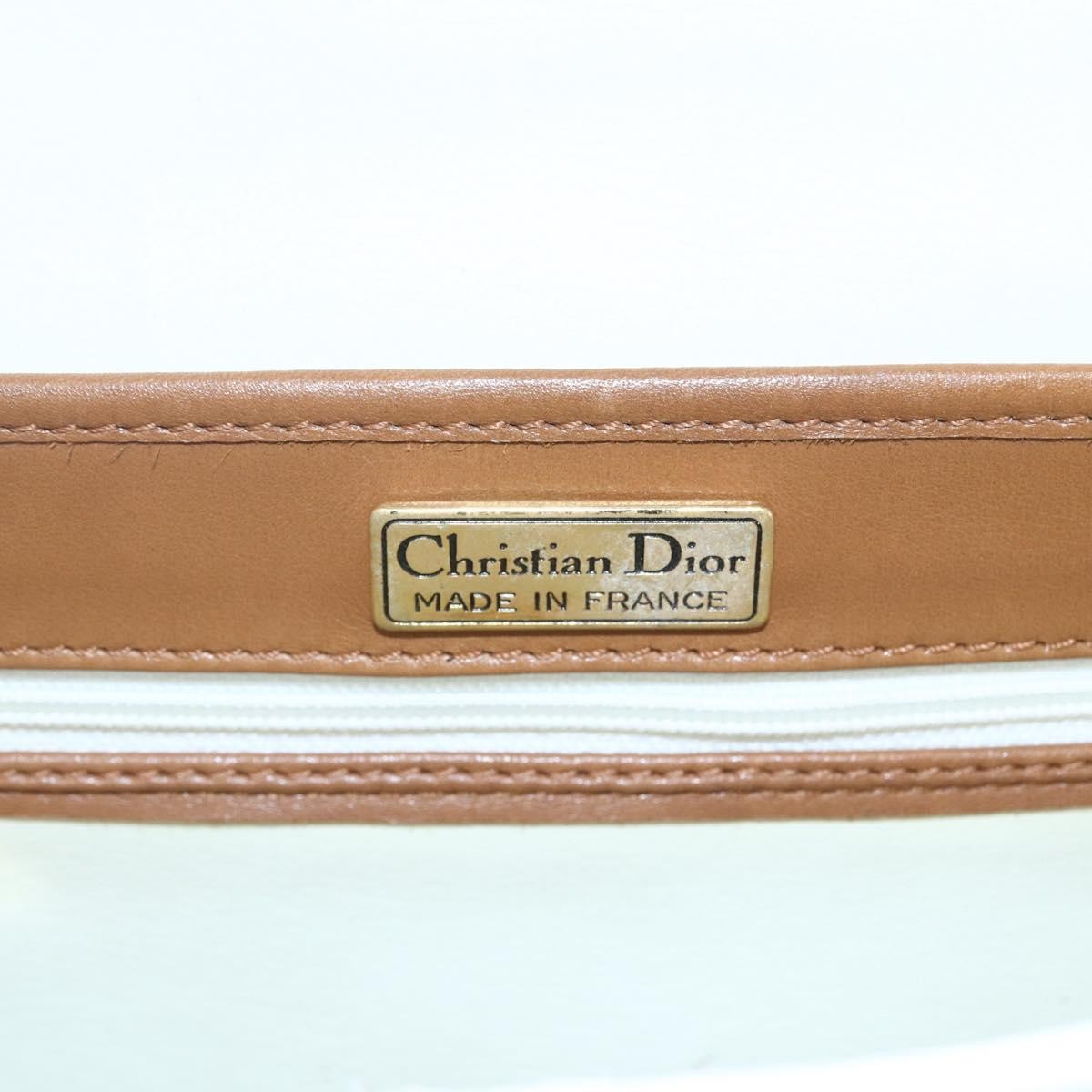 Christian Dior Vintage Cd Logo Shoulder Bag Leather White Leather Shoulder Bag Bag (Pre-Owned)