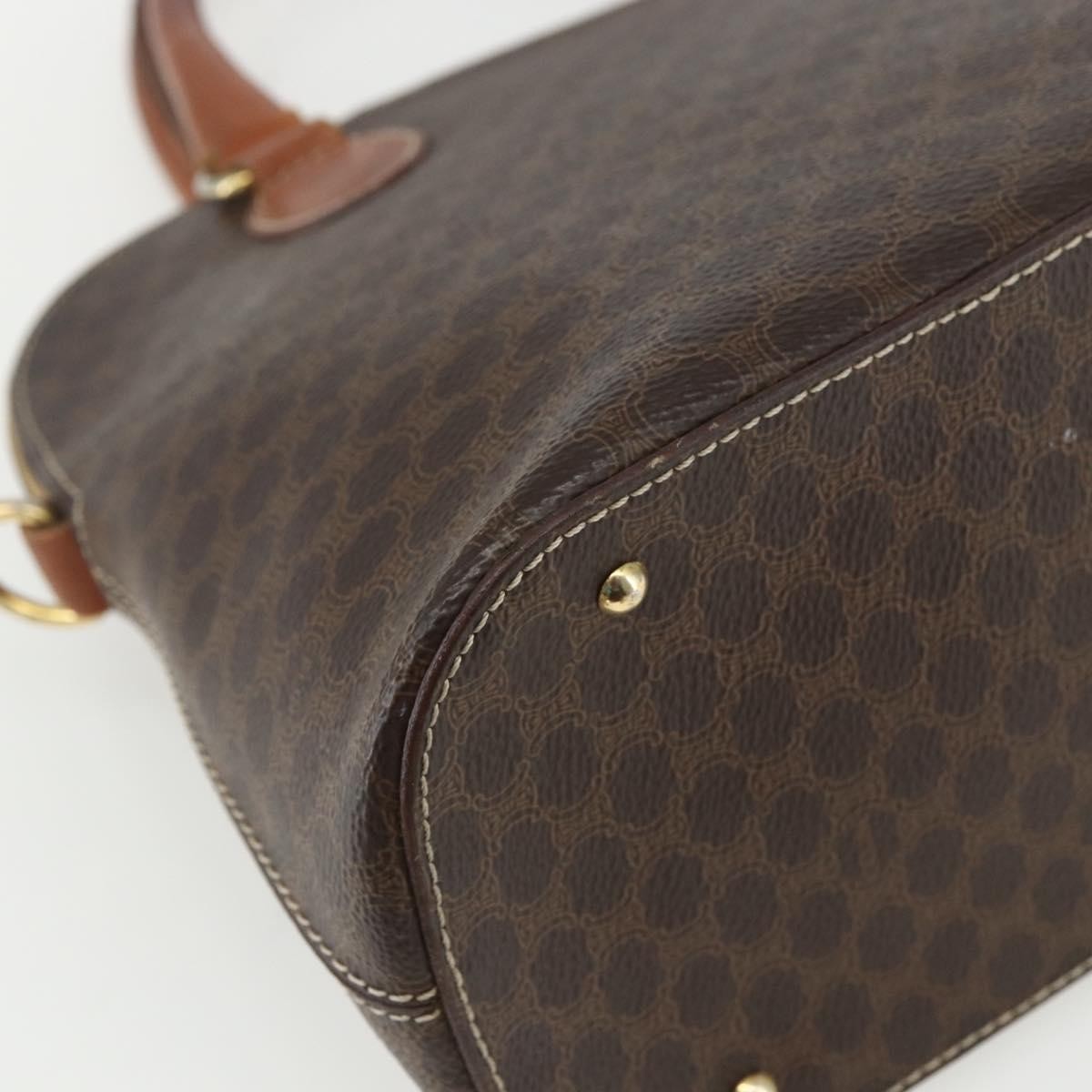 Celine Vintage Macadam Handbag Canvas And Leather Brown Canvas Handbag (Pre-Owned)