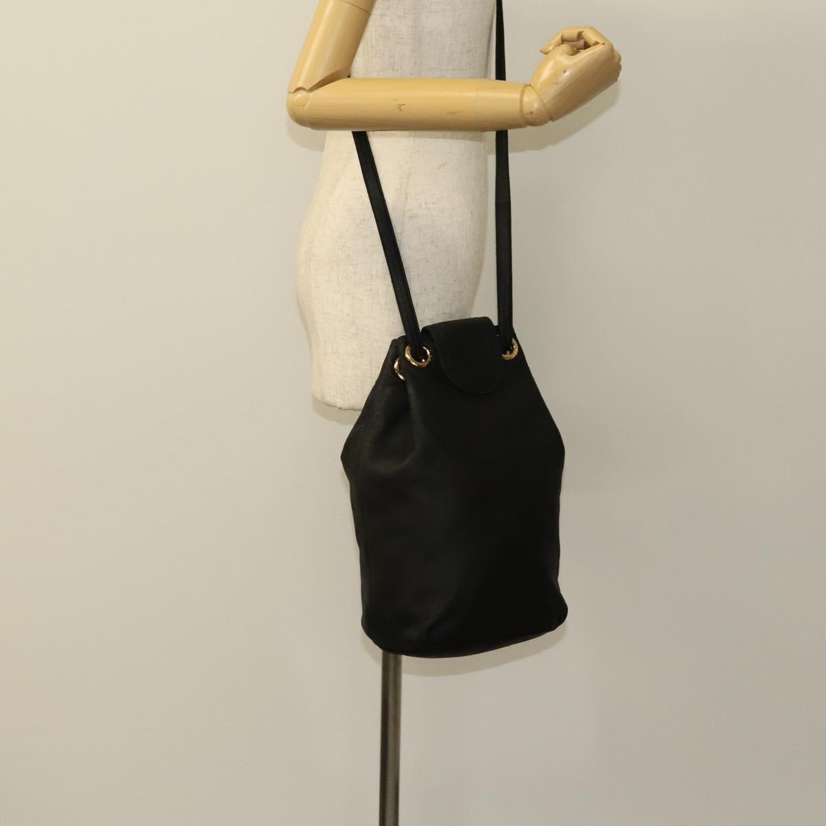 Loewe Anagram Shoulder Bag Leather Black Leather Shoulder Bag Bag (Pre-Owned)