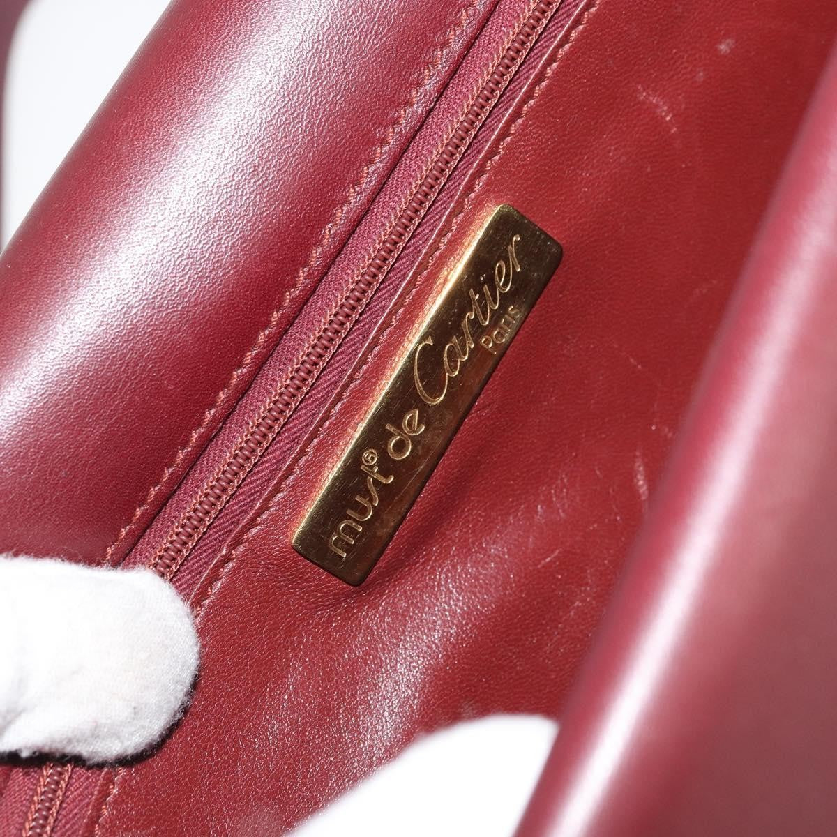 Cartier Must De Cartier Shoulder Bag Leather Burgundy Leather Shoulder Bag Bag (Pre-Owned)