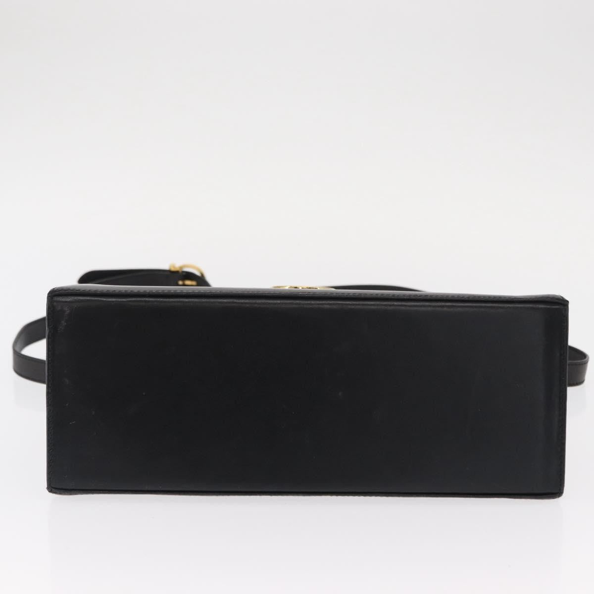 Salvatore Ferragamo Convertible Top Handle Bag Leather Black Leather Handbag (Pre-Owned)