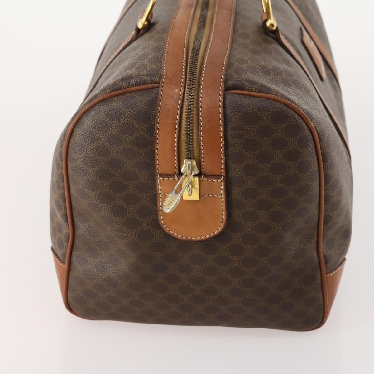 Celine Vintage Duffle Bag Macadam Coated Canvas Brown Canvas Travel Bag Bag (Pre-Owned)