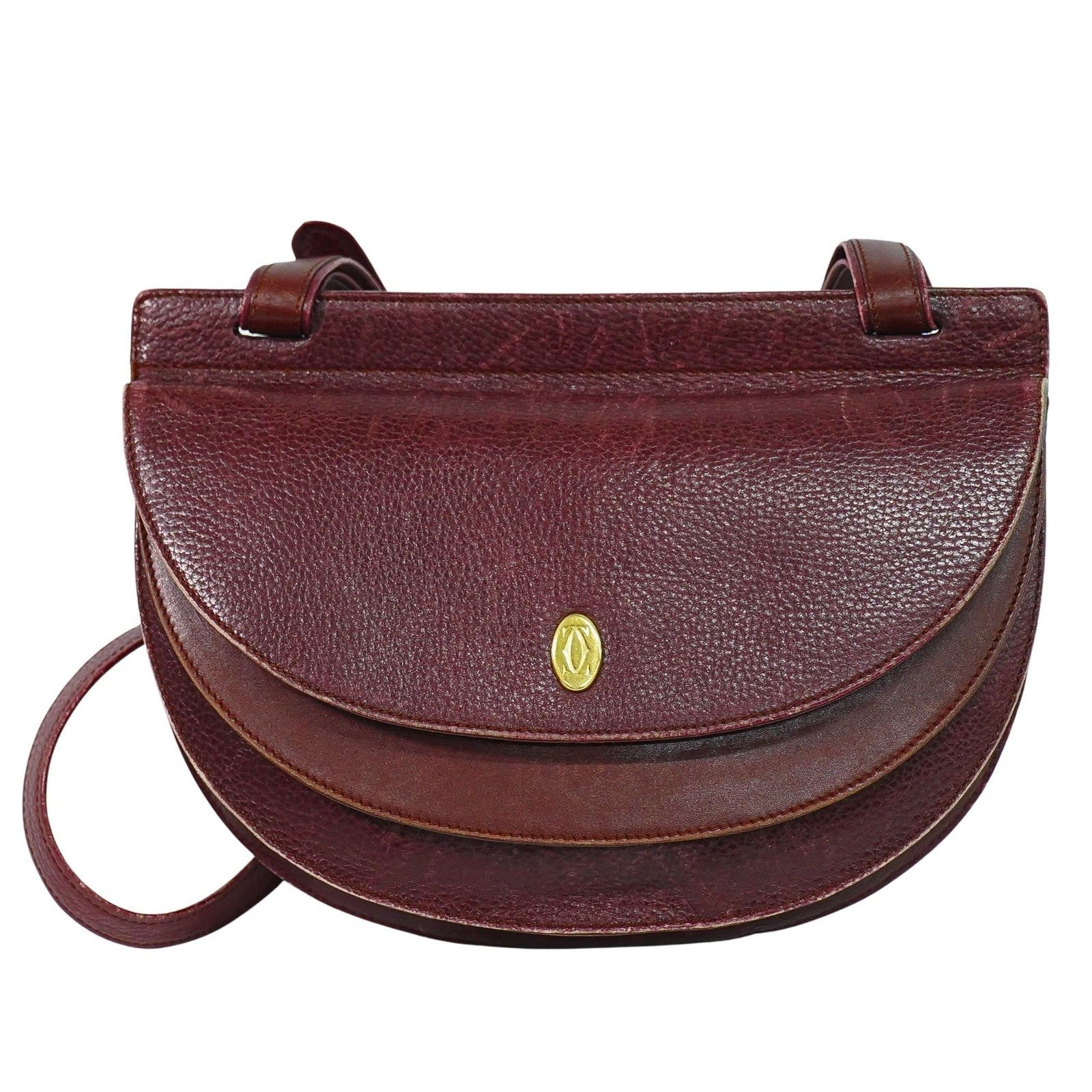 Cartier Must De Cartier Shoulder Bag Leather Burgundy Leather Shoulder Bag Bag (Pre-Owned)