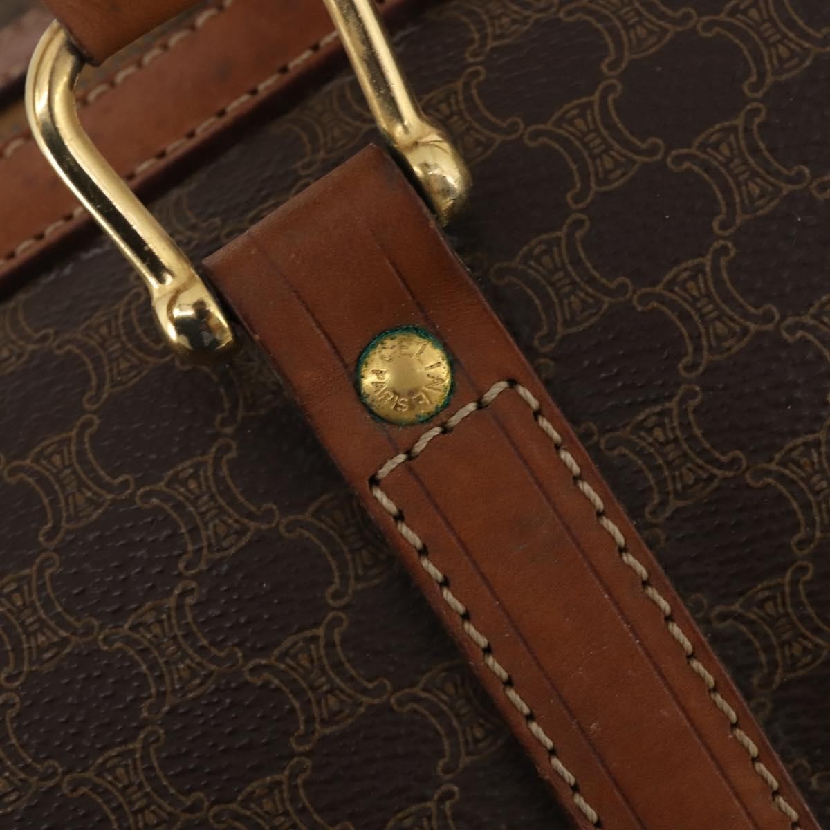 Celine Vintage Duffle Bag Macadam Coated Canvas Brown Canvas Travel Bag Bag (Pre-Owned)