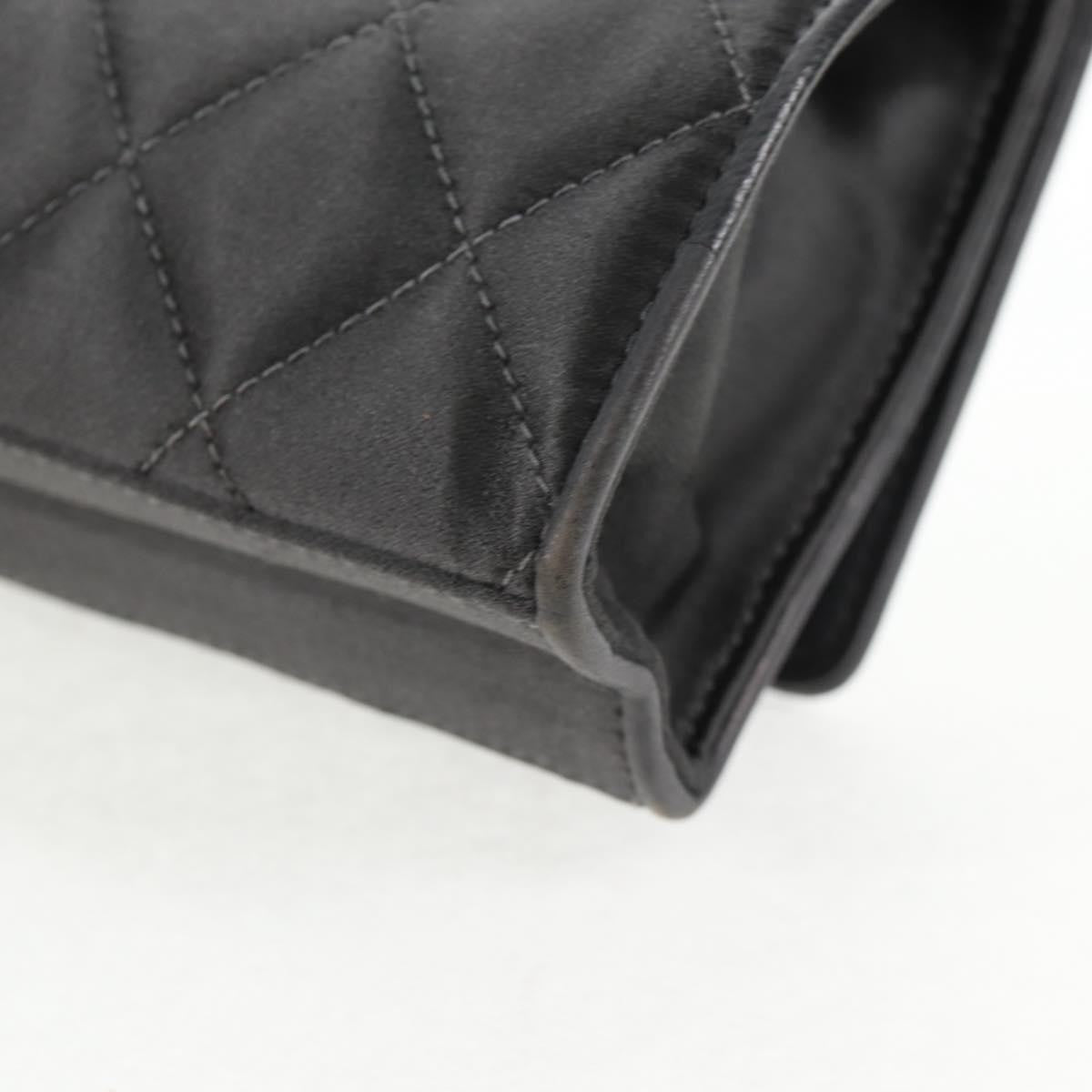 Chanel Vintage Camellia Flap Bag Satin Gray Satin Clutche & Pouche Bag (Pre-Owned)