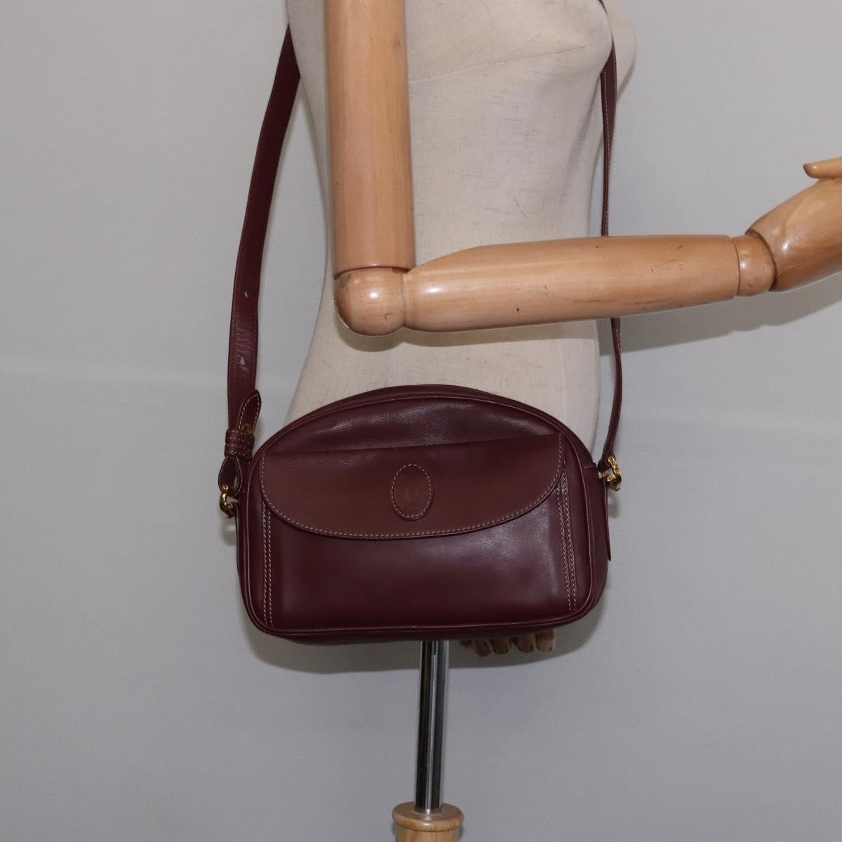 Cartier Must De Cartier Shoulder Bag Leather Burgundy Leather Shoulder Bag Bag (Pre-Owned)