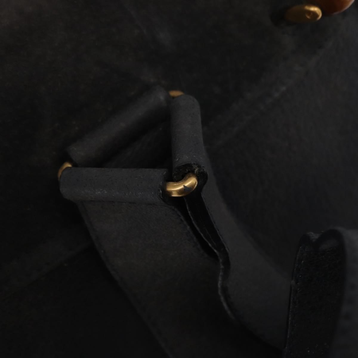 Gucci Vintage Bamboo Backpack Suede Navy Suede Backpack Bag (Pre-Owned)